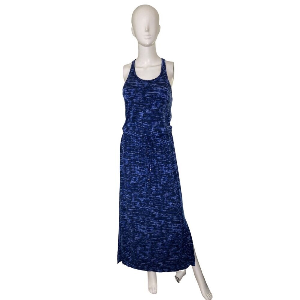 ATHLETA WOMEN'S CRESSIDA TWO-TONE BLUE MAXI DRESS WITH WAIST TIE SZ XS - Picture 1 of 5